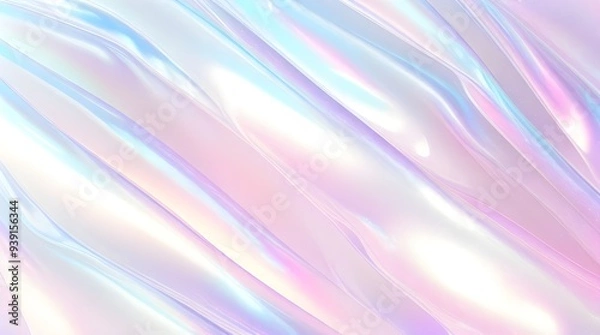 Fototapeta Holographic background seamless trendy iridescent light foil texture. Soft holographic pastel unicorn marble background pattern. Modern pearlescent blurry abstract swirl illustration.	