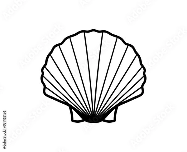 Fototapeta Seashell icon. Vector line shell illustration.