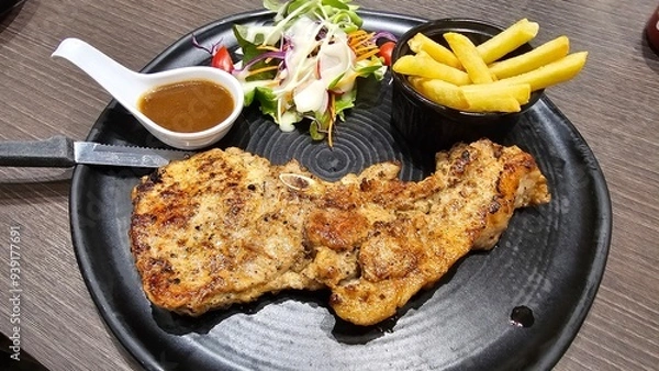 Obraz pork chop steak with salad 