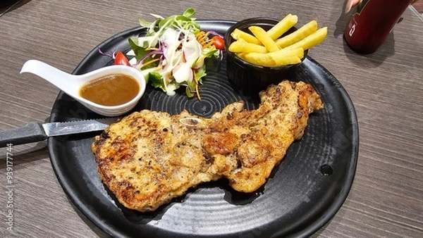 Obraz pork chop steak with salad 