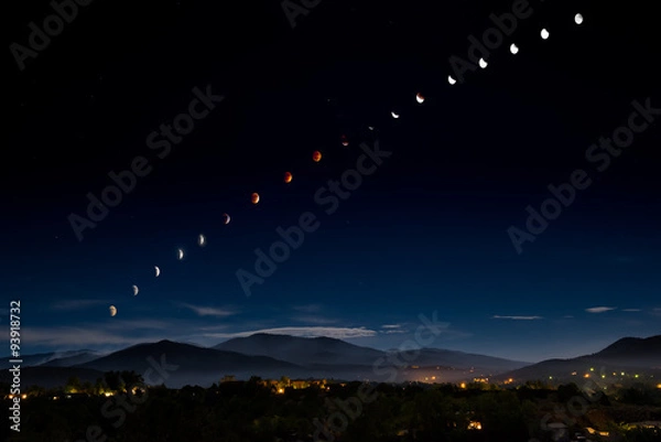 Fototapeta Blood Moon/Supermoon Eclipse Over Santa Fe