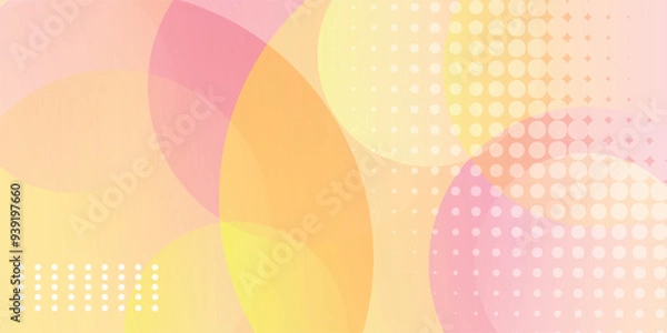 Obraz Minimalist banner background, pastel colorful, pink and yellow gradations. Circle effect style geometric, abstract background. Eps 10.