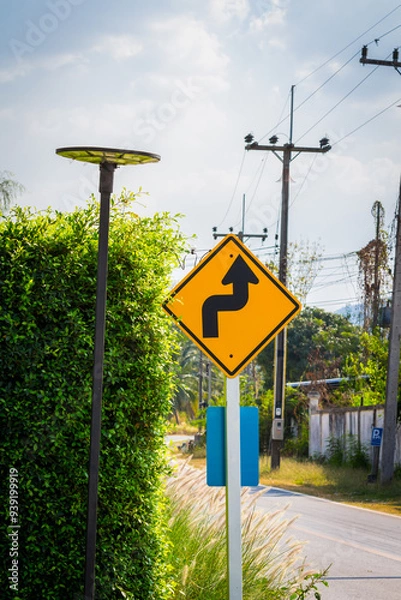 Obraz Yellow traffic sign with arrow