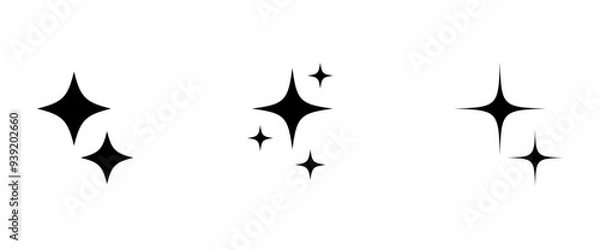 Fototapeta Retro futuristic sparkle icons collection set. Set of star shapes. Abstract cool shine effect sign vector design. Templates for design, posters, projects, banners, logo, and business cards