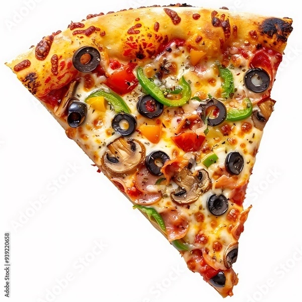 Obraz Delectable pizza slice with flavorful toppings on a solid PNG background.