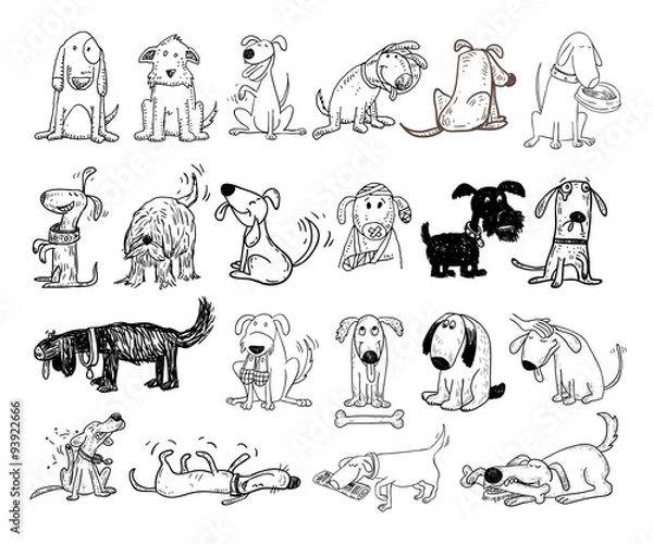 Obraz cartoon dog set, Vector illustration.