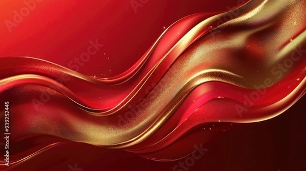 Fototapeta Sophisticated red and gold abstract background with smooth curves and shimmering highlights  ideal for luxury themes and premium designs. Vector illustration