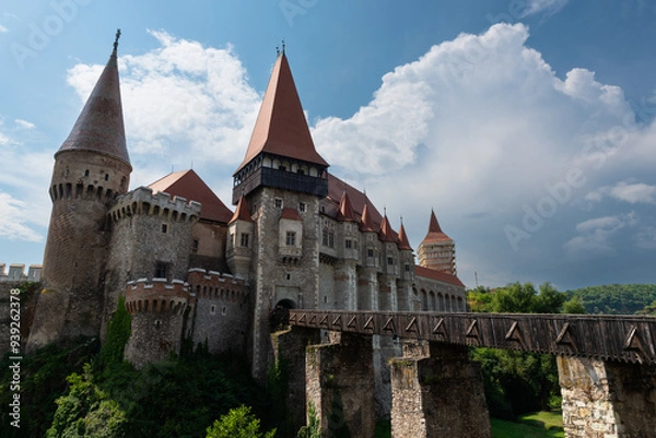 Fototapeta The famous Corvin Castle, one of the largest and most beautiful and impressive castles in Europe, Hunedoara, Transylvania, Romania