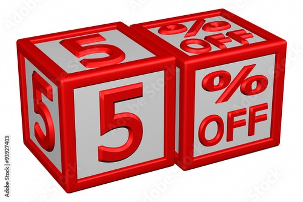 Obraz Blocks with sign discount 5 % off