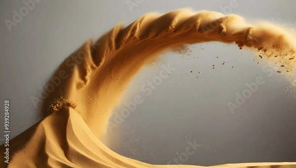 Fototapeta Golden sand explosion isolated. Generative Ai. 