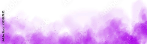 Fototapeta Fantastic purple smoke background. Magic purple smoke with glitter and small particles of twinkling stars. Fog with luminous particles. Purple vapor with stardust. Morning fog over land or water surfa