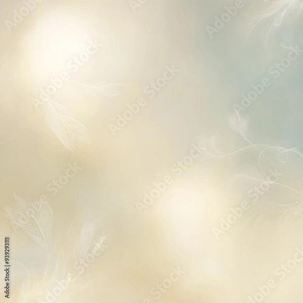 Fototapeta White feather on green background. Generative Ai.