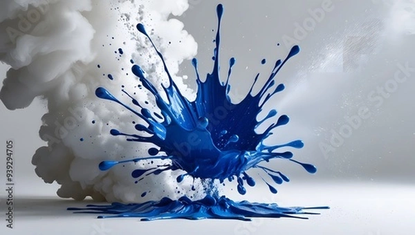 Fototapeta Blue paint splashes background. Generative Ai.