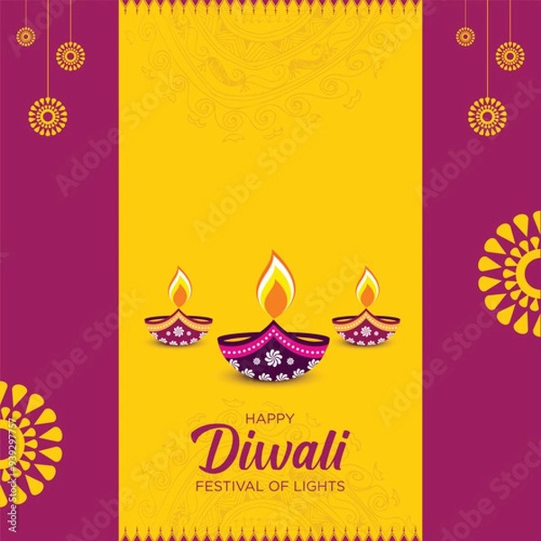 Fototapeta Diwali Advertisement Template, Conceptual Layout, Flyer Template, poster Template, Vector Elements for Graphic Design