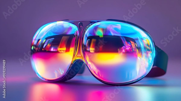 Fototapeta 3d Flat icon as Glossy Glowing Holographic Laptop and Calendar concept as A photo featuring a glossy glowing holographic laptop and a calendar. The objects are positioned towards the right highlightin