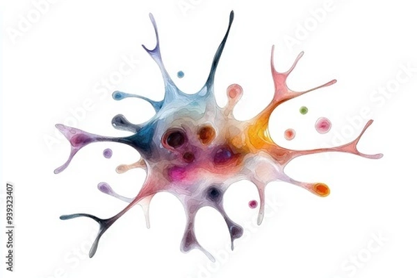 Fototapeta Colorful abstract illustration showcasing a vibrant cellular structure with organic shapes and a flowing design.