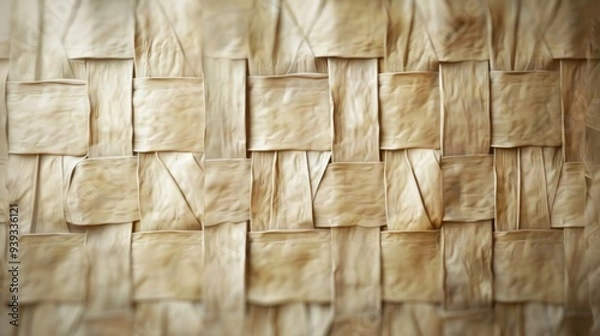 Fototapeta A textured background featuring a woven basket weave pattern in soft, neutral tones