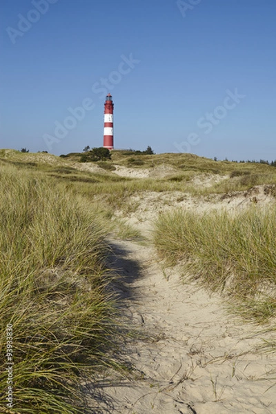 Fototapeta Amrum (Deutschland) - Leuchtturm auf einer Sanddüne