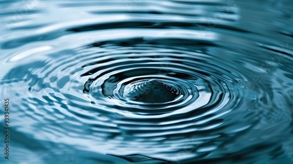 Obraz Water Ripples: Water ripples in a pool with no visible object, suggesting an invisible floating pool toy.
