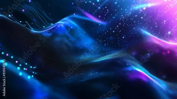 Obraz Abstract Blue and Pink Digital Wave Background.