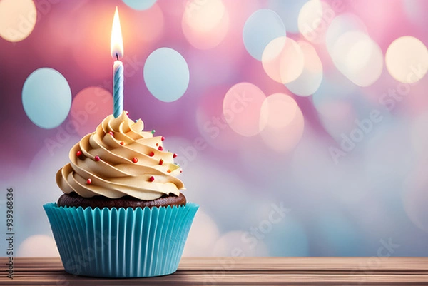 Fototapeta cupcake with candle