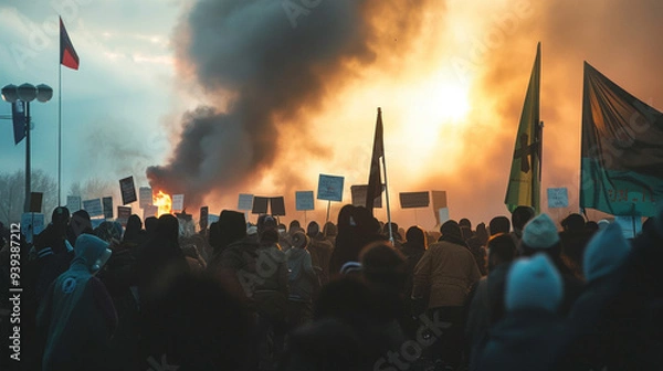 Obraz A protest that began peacefully with interfaith groups calling for unity, but turned violent as extremists from different religious factions clash. 