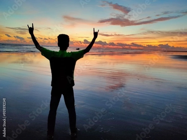 Obraz Beach and Beautiful Sky Background