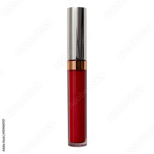 Obraz Red lipstick close isolated on transparent background. Lipstick lip cream with white 
