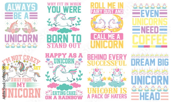 Fototapeta Modern Unicorn Typography, Invitation Pack Vector Illustration for Advertisement, Magazine, Greeting Card