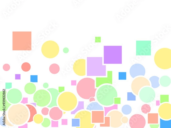 Fototapeta Flying rectangles wallpaper. Vivid cyan square elements geometric scatter. Trendy memphis style seamless pattern of simple geometric shapes.