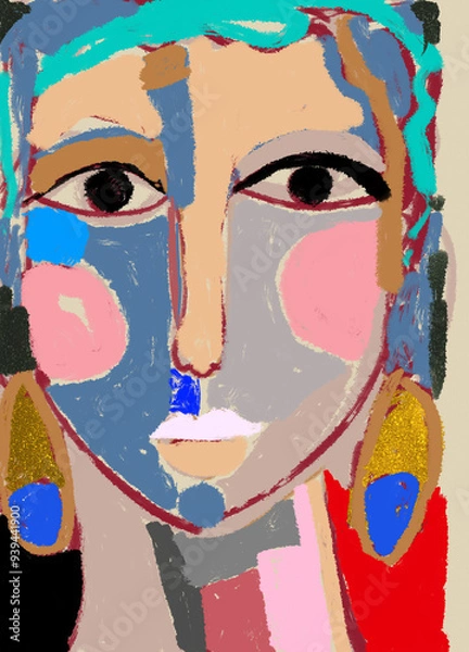 Obraz colourful face portrait illustration 