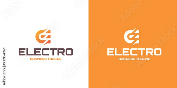 Fototapeta electric e letter logo vector