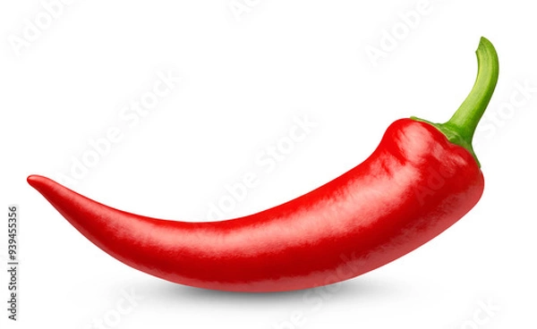 Fototapeta Red hot pepper pod isolated on transparent background.
