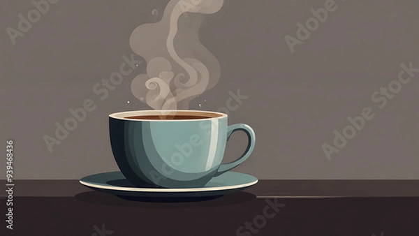 Fototapeta Coffee Cup in Minimalist Flat Design with Simple Shapes