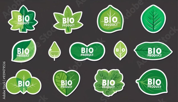 Fototapeta different stickers with the inscription bio