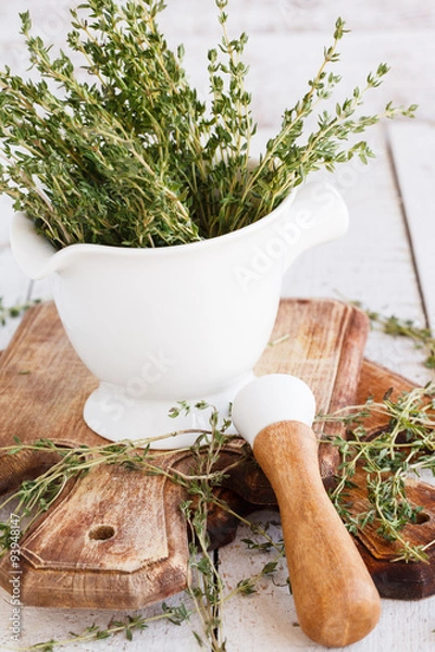 Fototapeta Thyme in a mortar