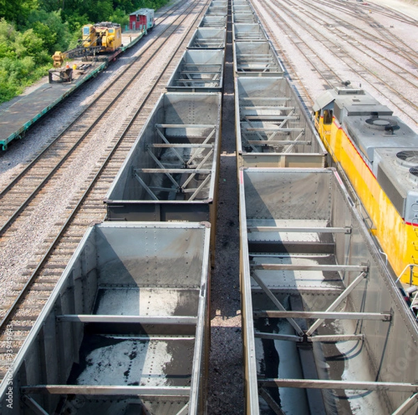 Fototapeta Coal train wagons