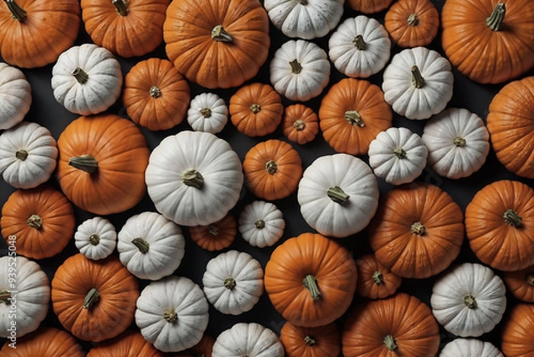 Obraz Various pumpkins of different sizes for Halloween