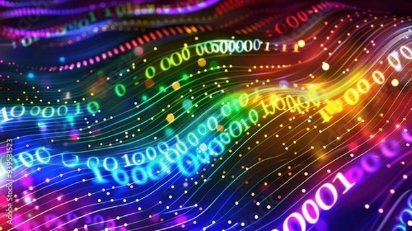 Fototapeta Abstract Digital Wave of Binary Code