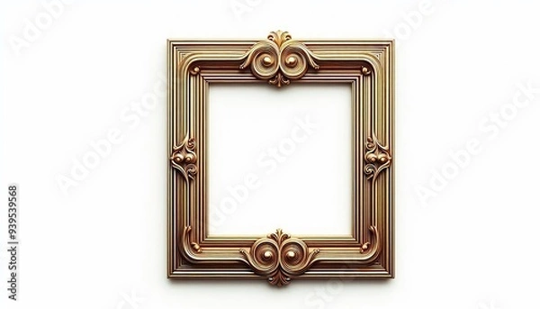 Fototapeta golden ornament frame and corner design.  generative AI