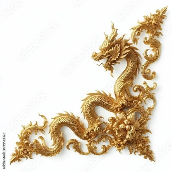 Fototapeta golden ornament frame and corner design. 
generative AI