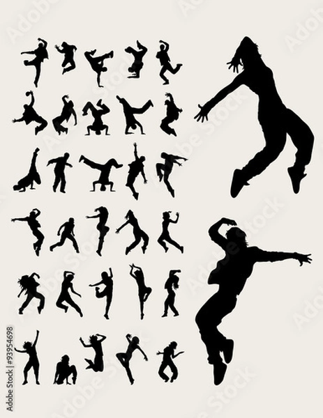 Obraz Hip Hop Dancers Silhouettes