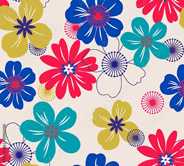 Fototapeta border, edge, elegant, graphic, ornament, outline, petal, picture, poster, textile, springtime, no people, ornate, mosaic, print, simplicity, colourful, ideas, doodle, creativity, colors, trendy,