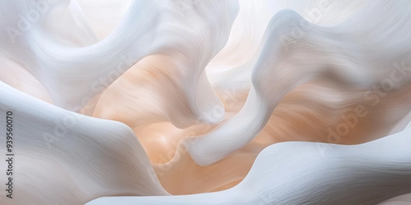 Obraz Abstract White and Cream Flowing Texture - Minimalist Art