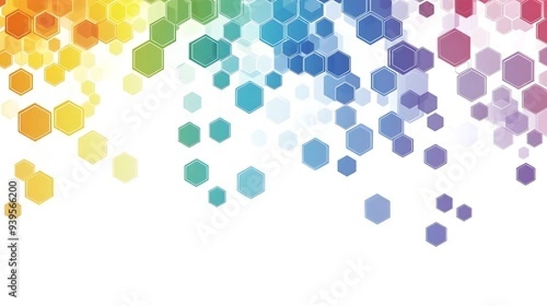 Fototapeta Dynamic Gradient Hexagons Cascading Downward Vector Graphic - Concept of Flow and Movement