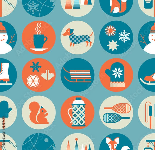 Obraz Winter activity seamless background