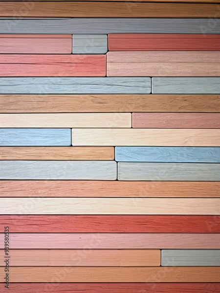 Fototapeta texture background of horizontal planks in pastel colors forming a mosaic