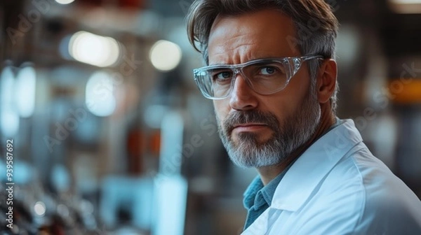 Fototapeta Middle-aged engineer inspecting EV car assembly line