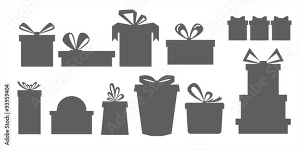 Fototapeta vector set of different gift boxes.Silhouettes of gift boxes.