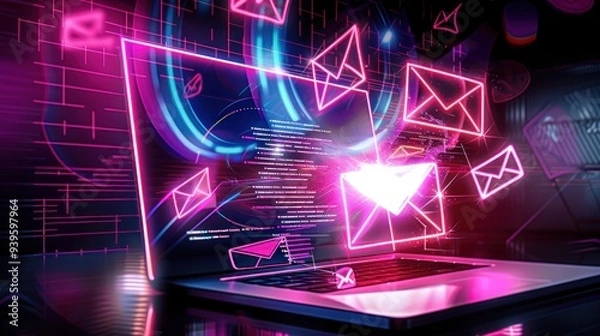 Obraz Digital Mailbox Overflow - Neon Glow